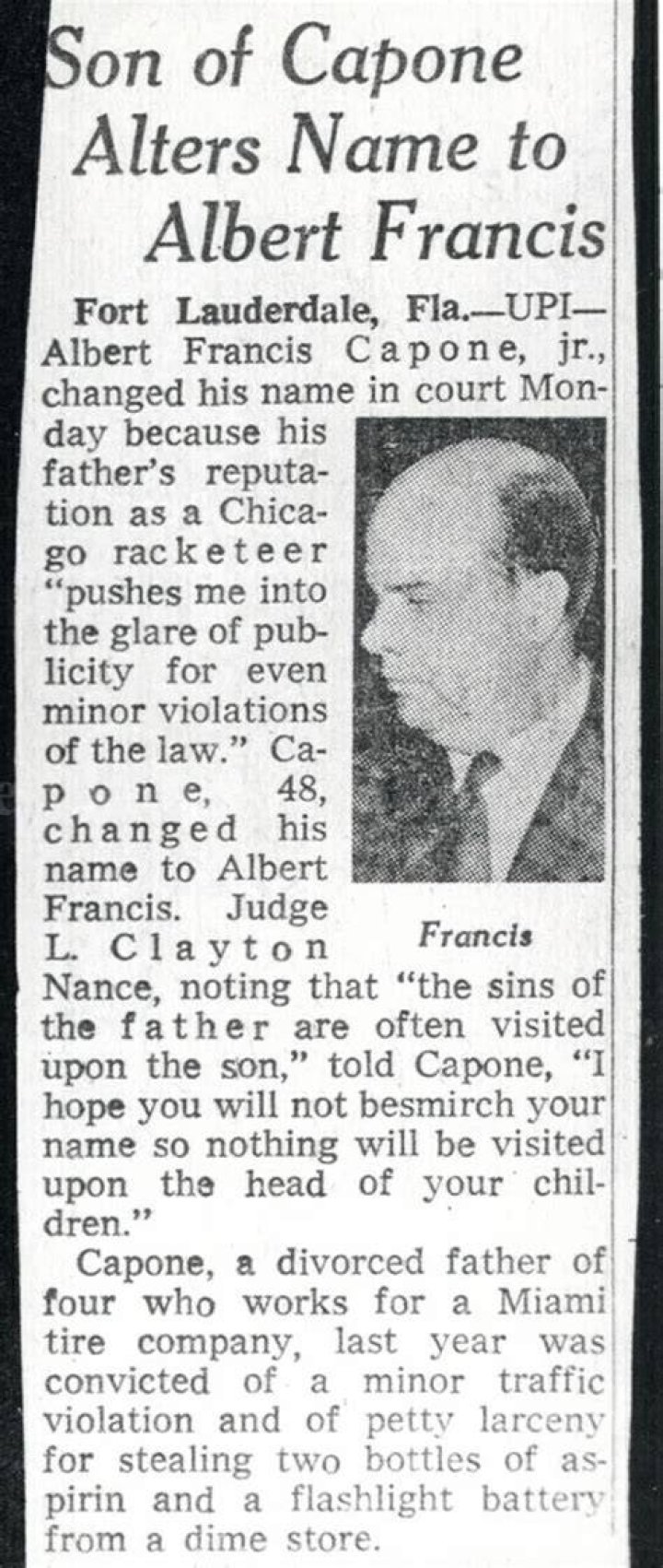 Albert Francis Capone: Al Capone's Son's Life & Legacy